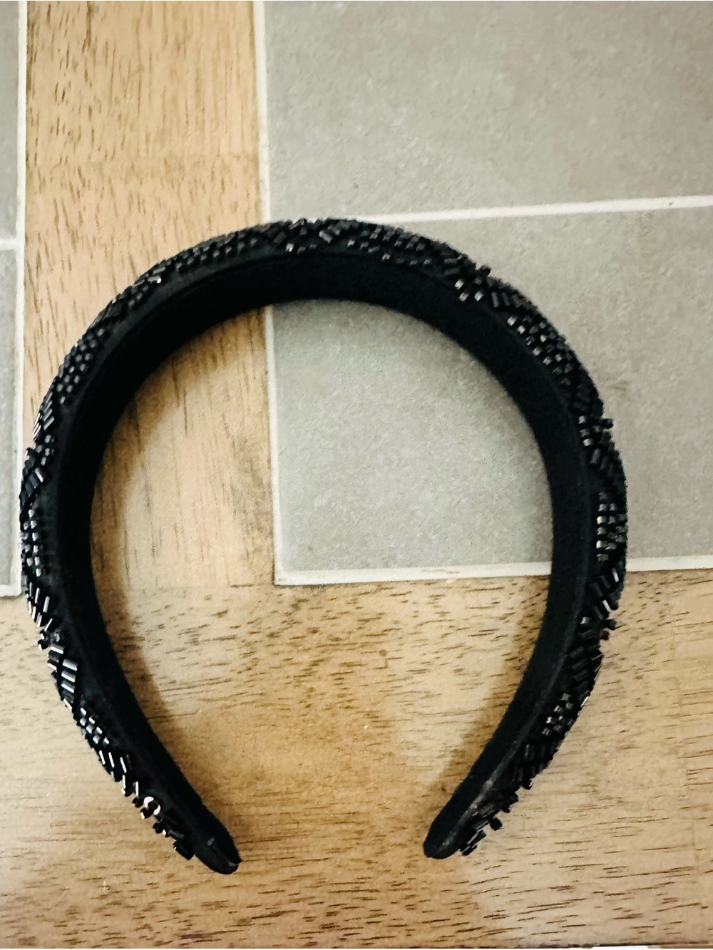 Black Beaded Padded Headband - Women Accessories